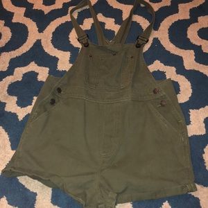 Brandy Melville army green short overalls
